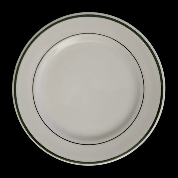 Set of 4 Shenango China 6.25" Green Band Restaurant Ware Plates USA - Picture 2 of 5